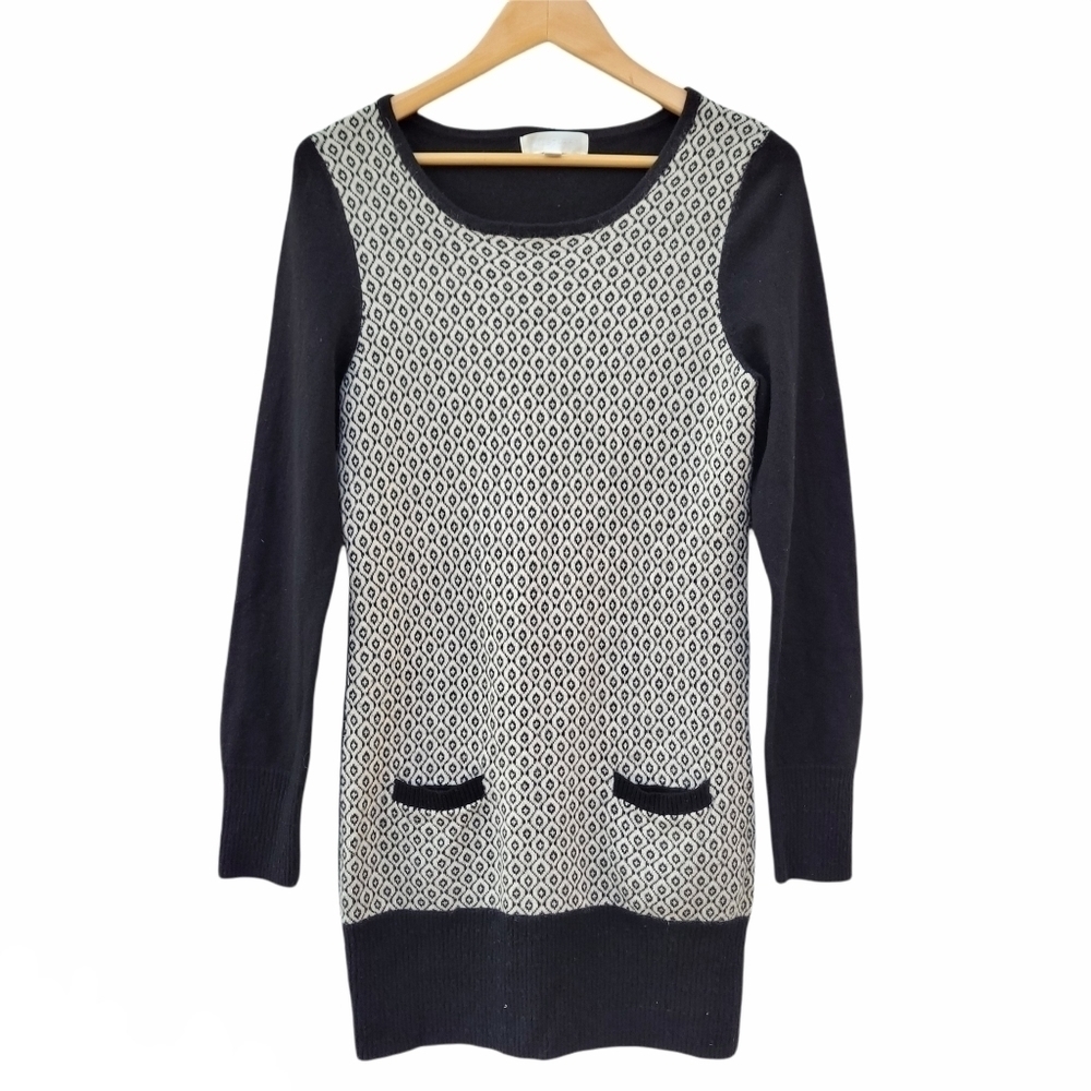 Jill Stuart Mini Sweater Dress Black Cream 2